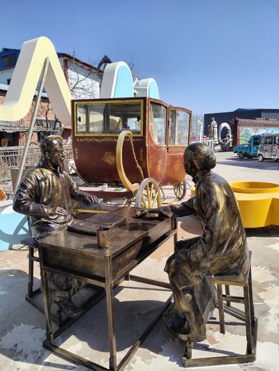 把脈——玻璃鋼仿銅中醫藥主題人物雕塑